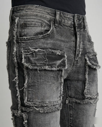 Jeans Uomo Slim Fit con Tasche Cargo