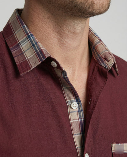 Camicia Uomo Manica Corta Fantasia Quadri Casual