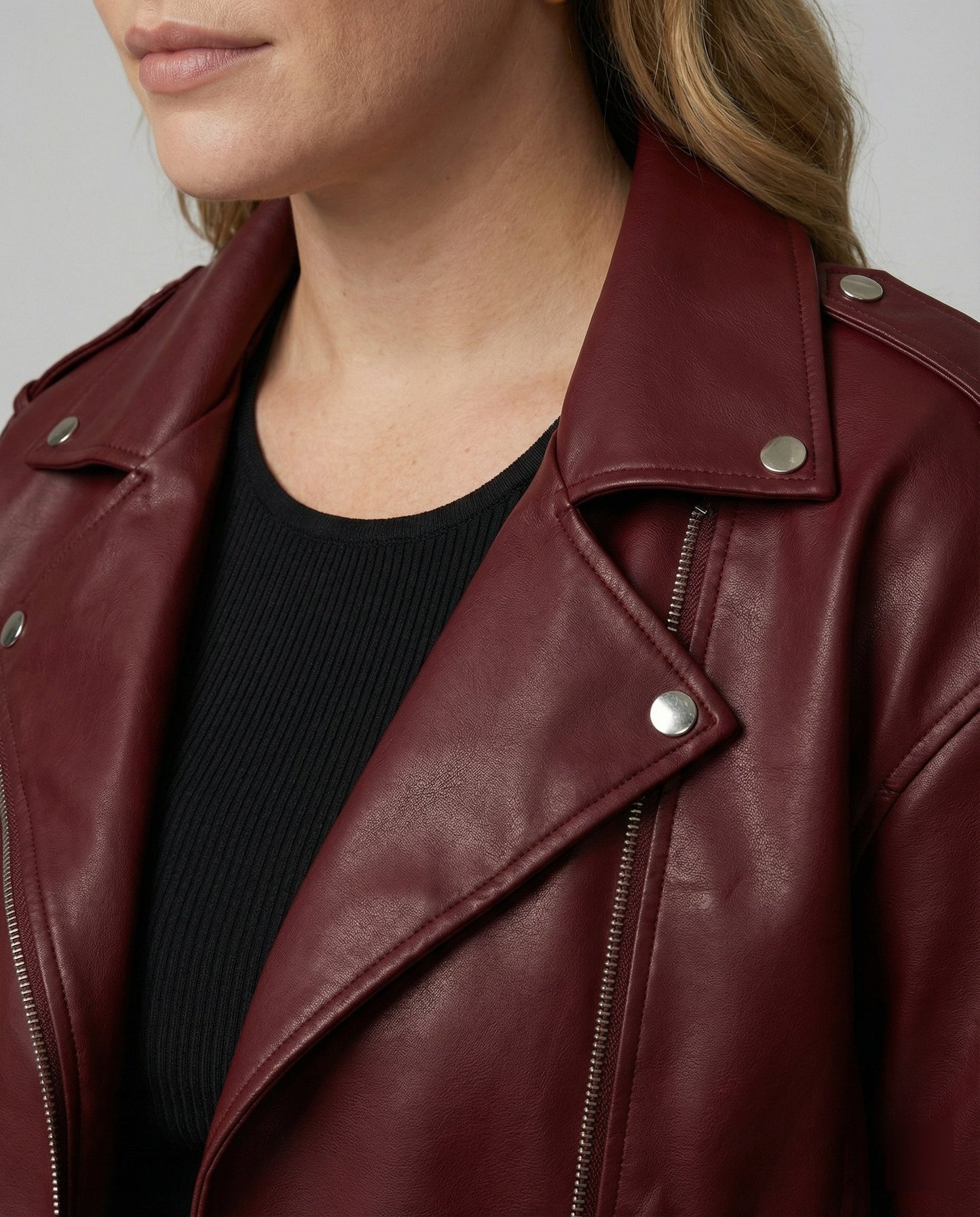 Giacca Biker Donna con Zip Dettagliata
