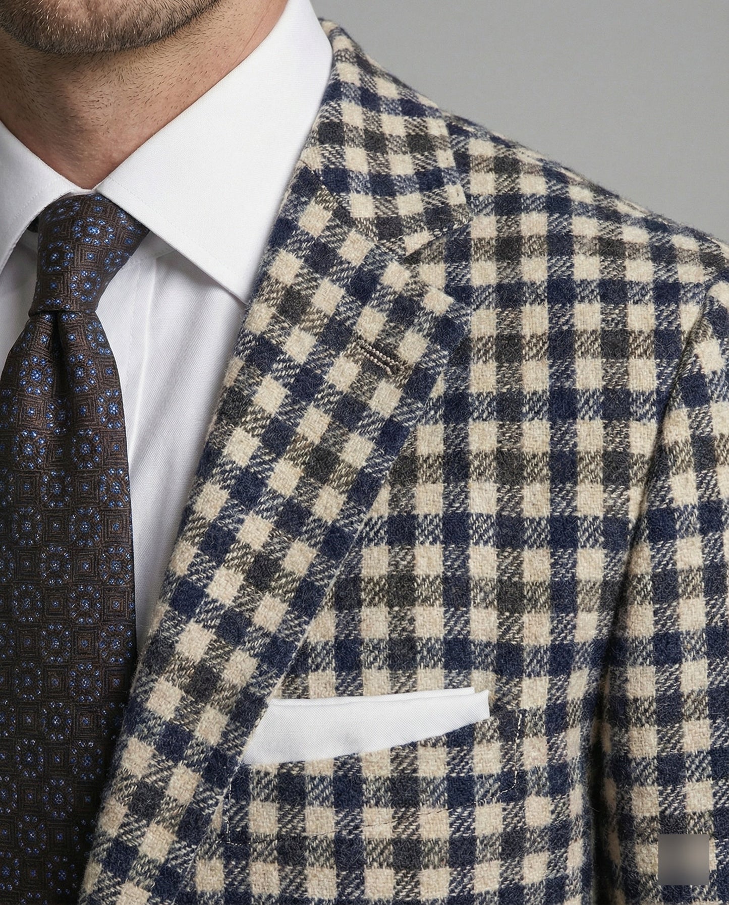 Blazer Uomo Quadrettato Stile Sportivo Elegante