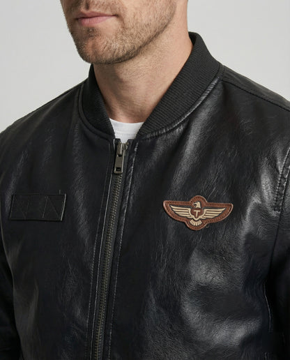 Giacca Bomber Uomo in Ecopelle Stile Pilota