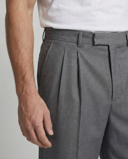 Pantaloni Uomo con Pieghe Tessuto Morbido Taglio Largo