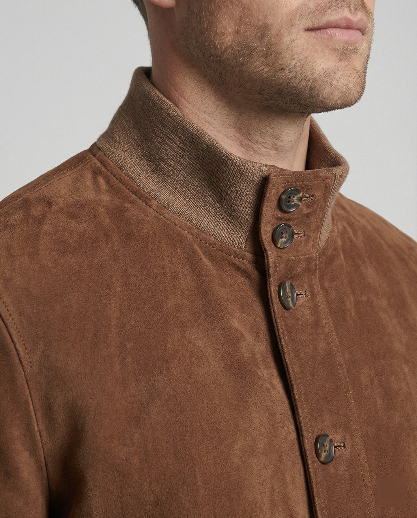 Giacca Bomber Uomo in Pelle Scamosciata Stile Casual