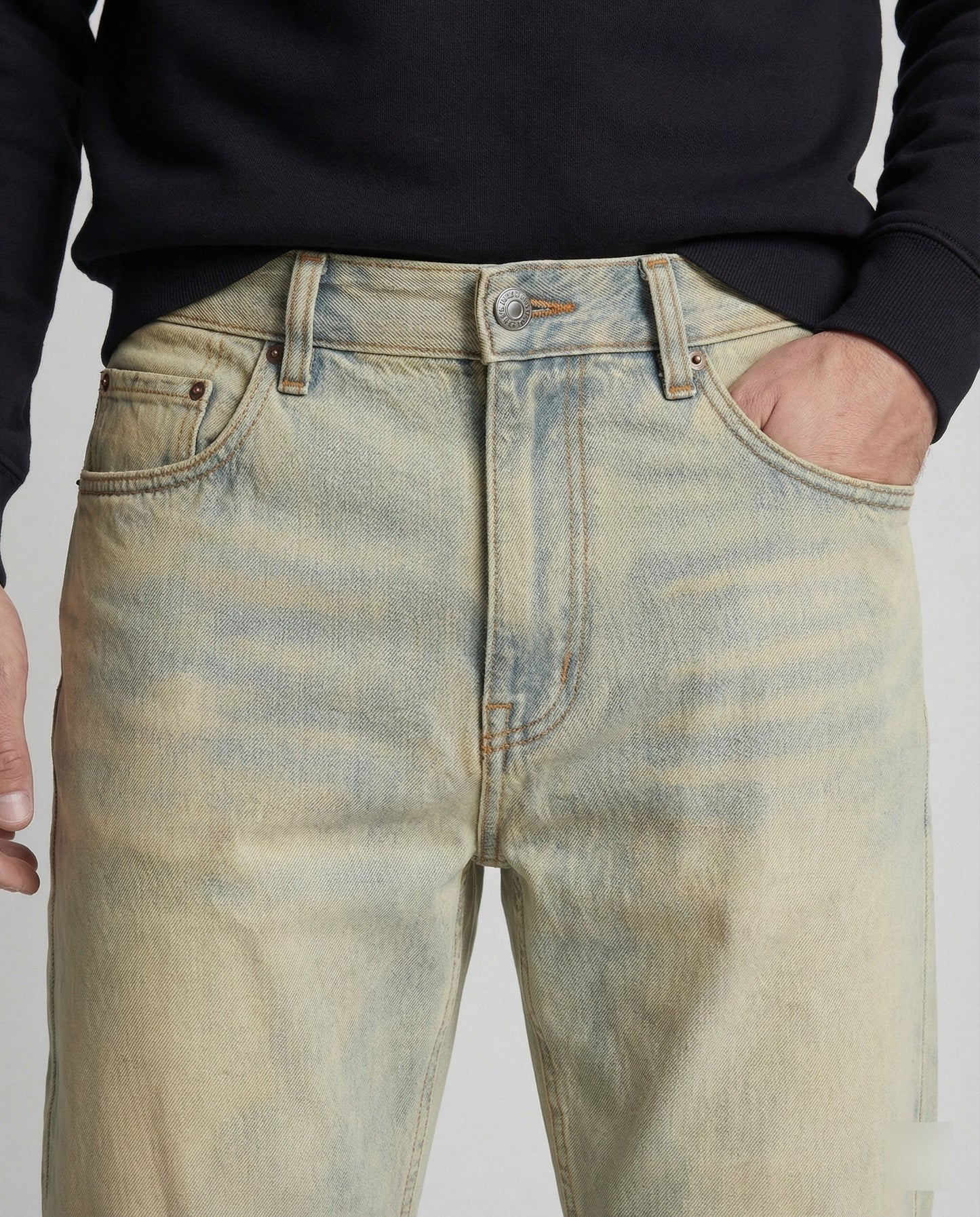 Jeans Uomo Dritti Tessuto Denim Taglio Classico