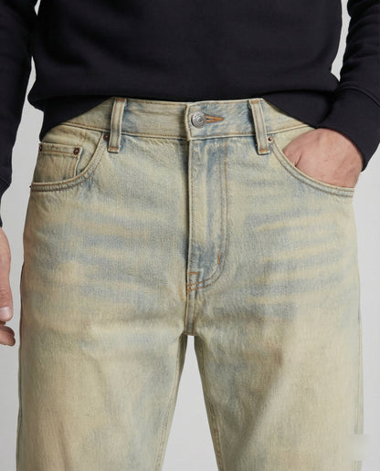Jeans Uomo Dritti Tessuto Denim Taglio Classico