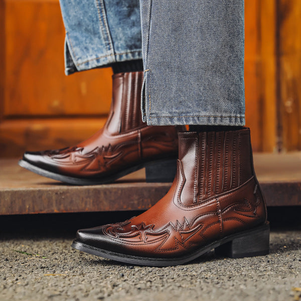 Stivali Cowboy Uomo Pelle Stile Western Autentico