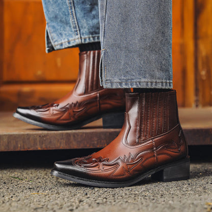 Stivali Cowboy Uomo Pelle Stile Western Autentico