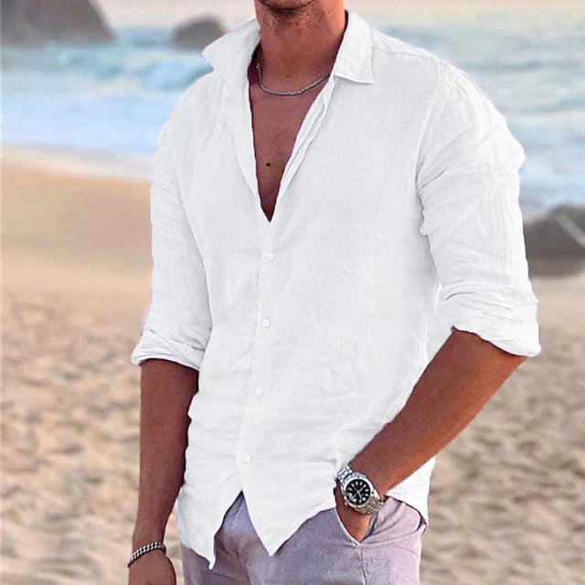 Camicia Uomo Casual Tessuto Morbido Vestibilità Comoda
