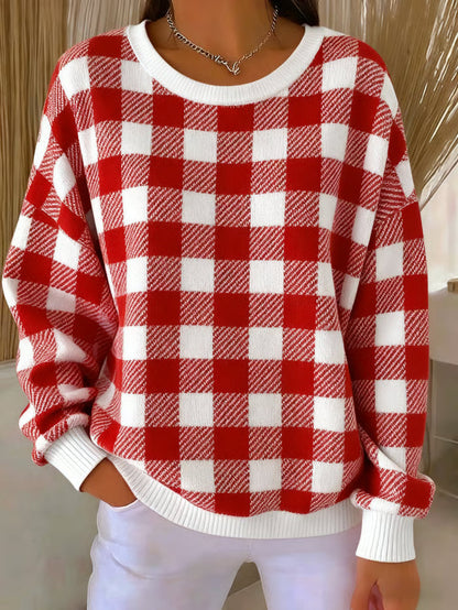 Maglione Uomo a Maglia con Motivo a Quadri Regular Fit