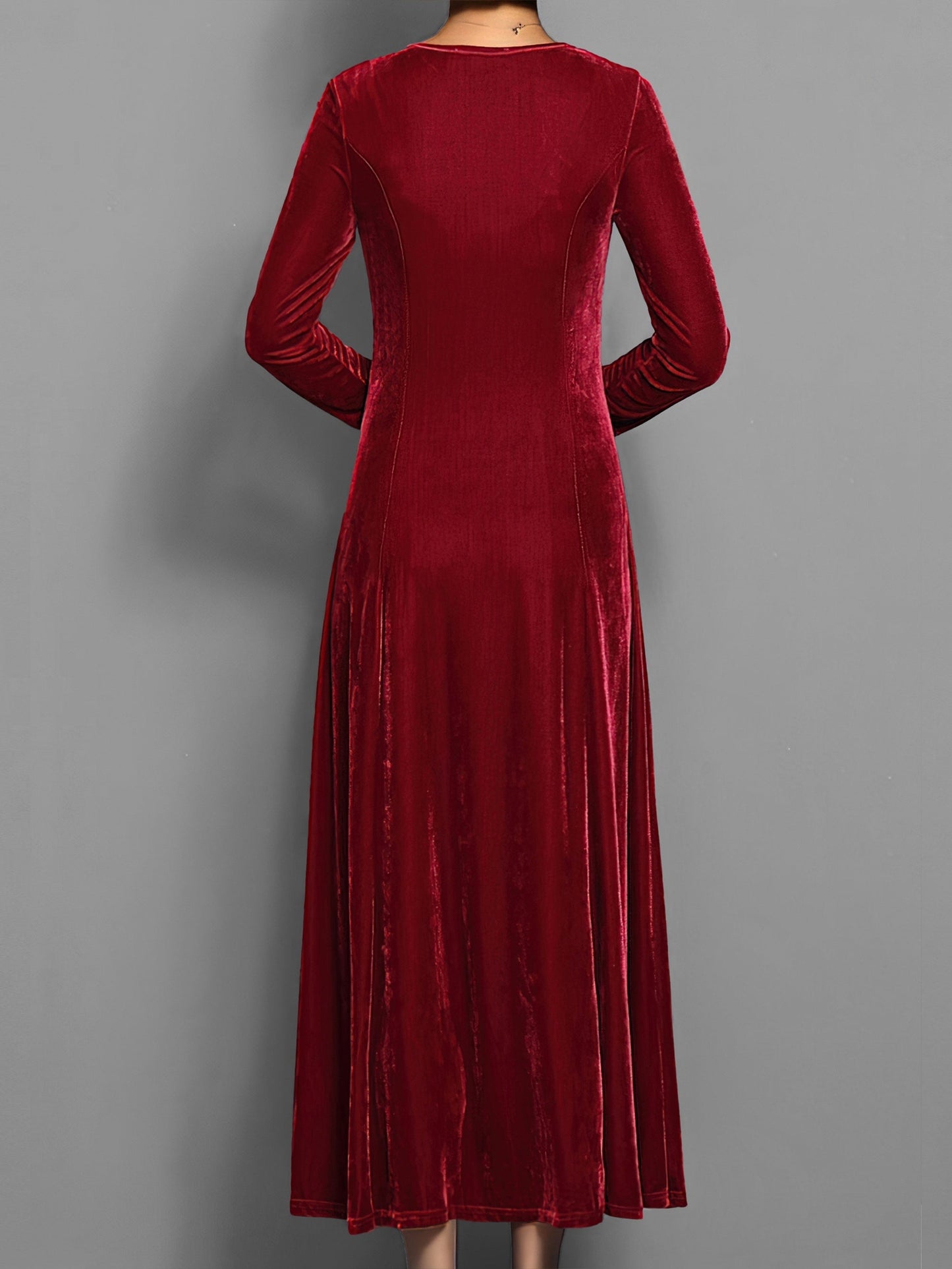 Abito Midi Donna Manica Lunga Stile Elegante Autunnale
