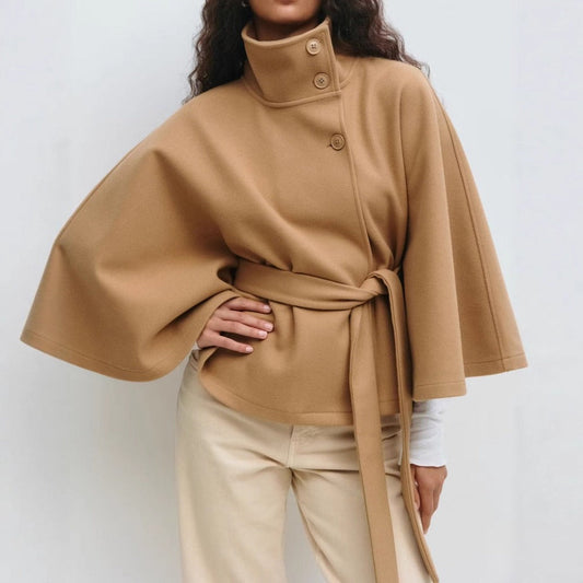 Cappotto Donna con Collo Alto Stile Mantella - Brentozzi