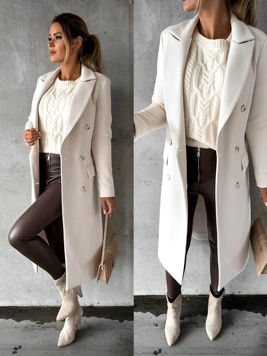 Cappotto Donna Doppio Petto Tessuto Classico Elegante - Brentozzi
