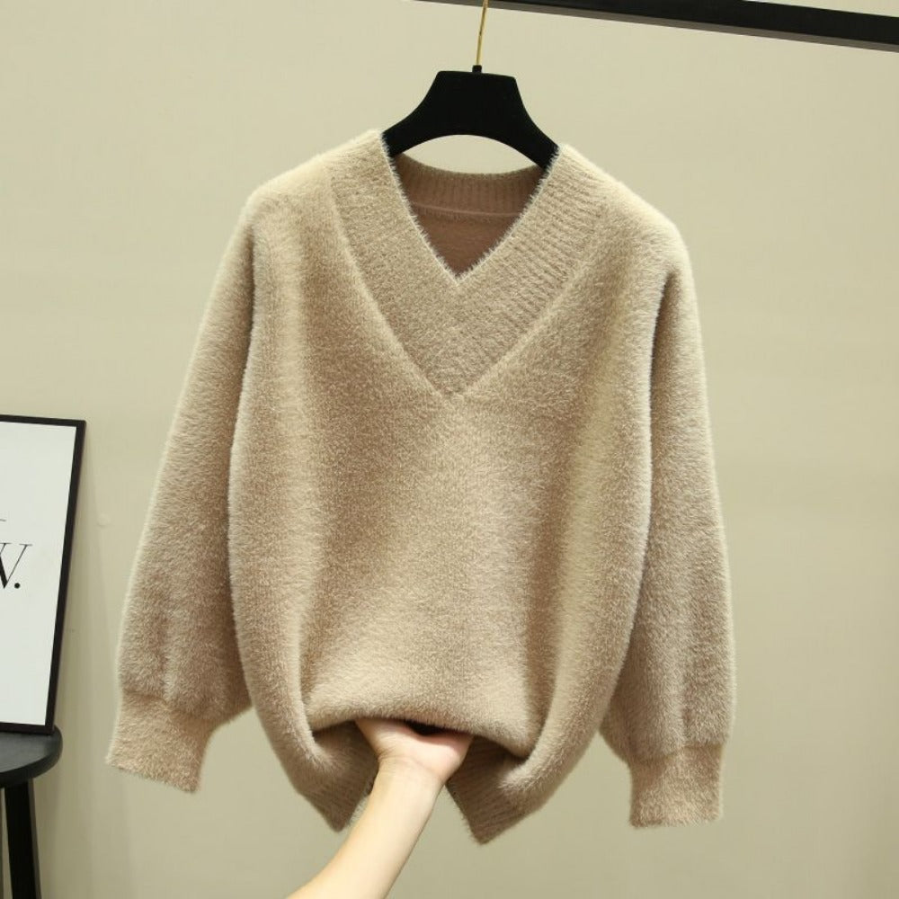 Maglione Donna Scollo a V Manica Lunga