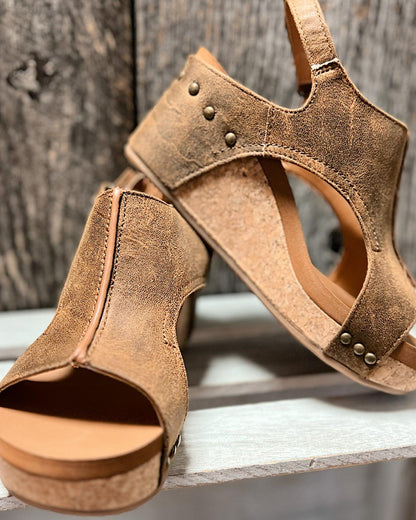 Sandali Donna Zeppa Plateau con Fibbia al Tallone