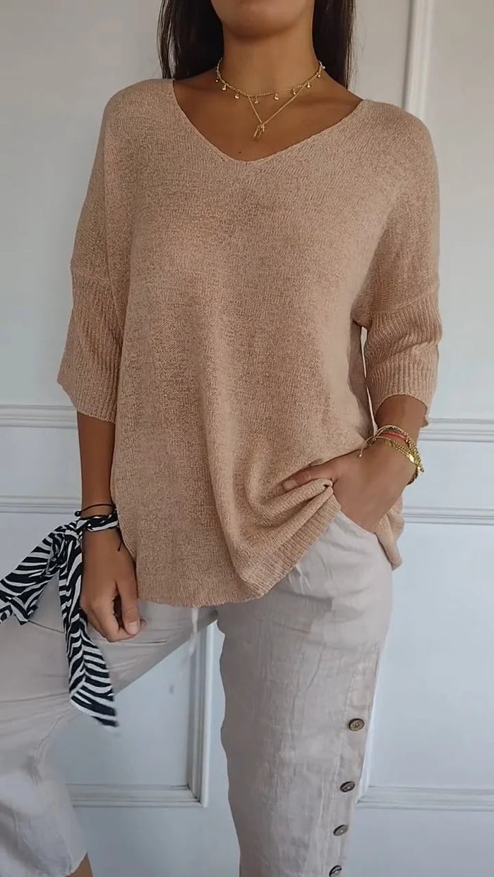 T-shirt Donna Scollo a V Manica Casual