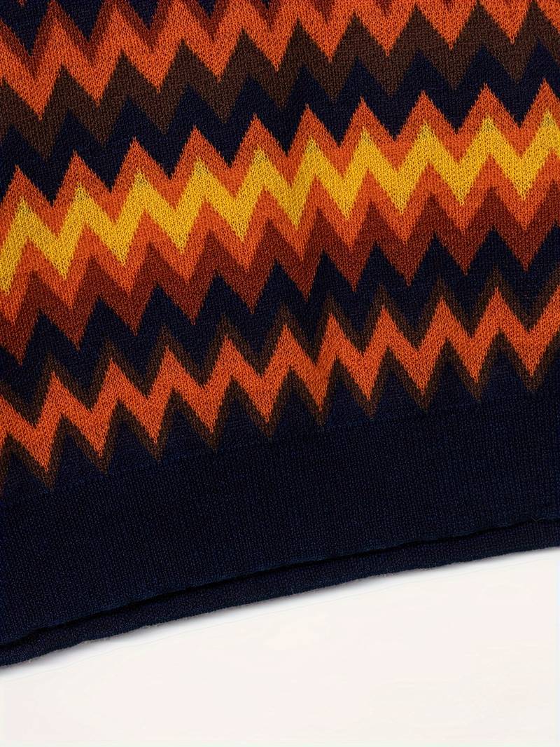 Maglione Donna Retro Motivo Zigzag Vestibilità Classica