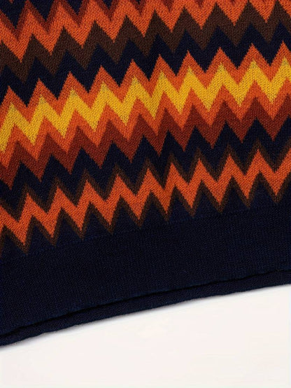 Maglione Donna Retro Motivo Zigzag Vestibilità Classica