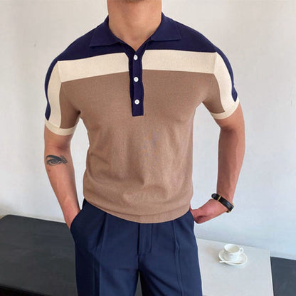 Polo Uomo Cotone Color Block Bottoni Classica - Brentozzi