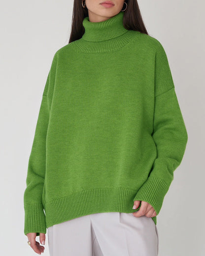 Maglione Oversize Donna Cotone Collo Alto Casual