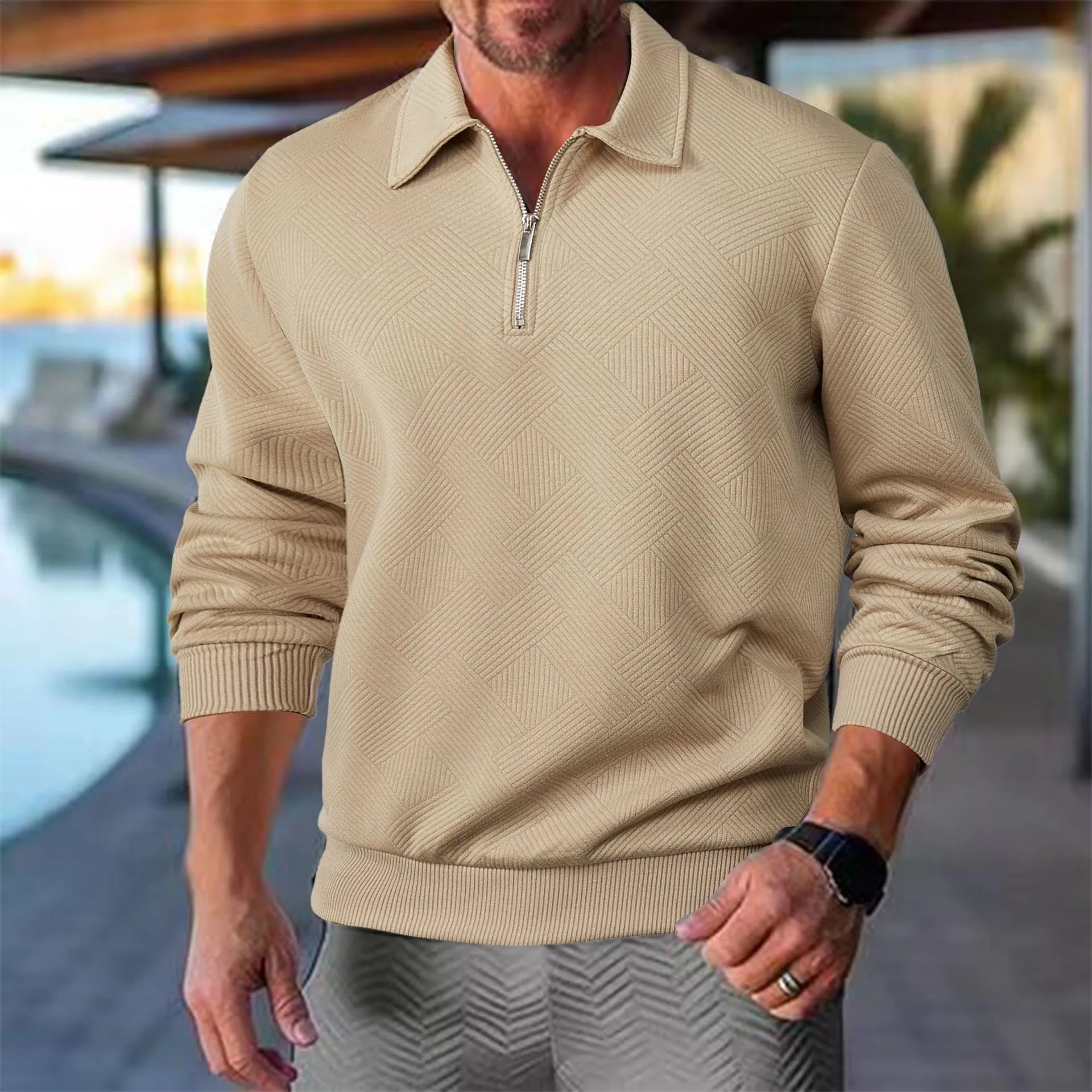 Maglione Uomo Collo Alto con Mezza Cerniera Stile Moderno - Brentozzi