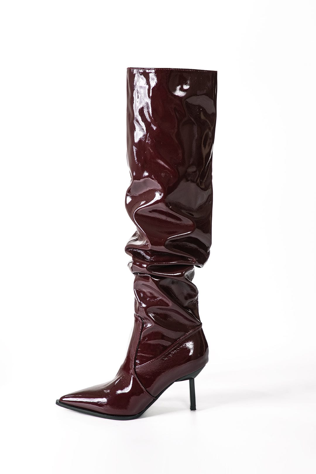 Stivali Donna con Gambale Arricciato in Pelle