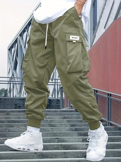 Pantaloni Cargo Uomo Streetwear Tasche e Polsini Elasticizzati
