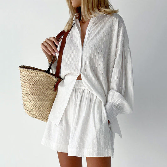 Completo Donna in Cotone Mix Blusa Oversize e Shorts - Brentozzi
