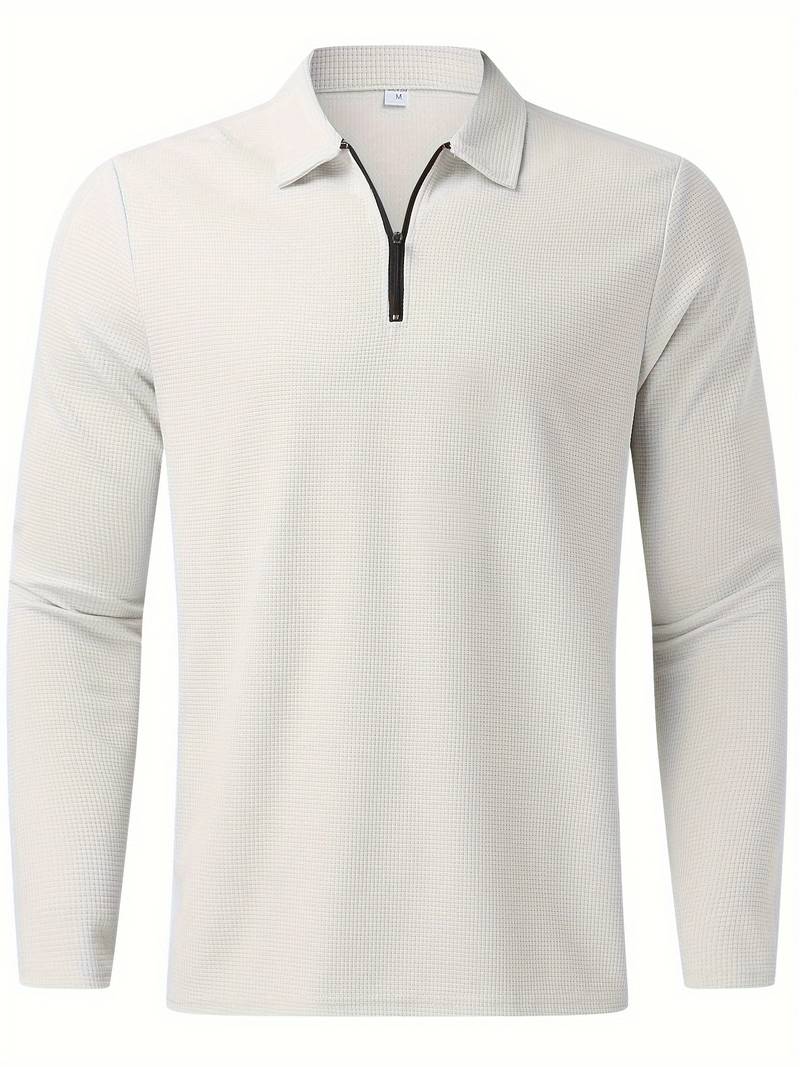 Maglia Uomo in Tessuto Waffle Manica Lunga Scollo a V