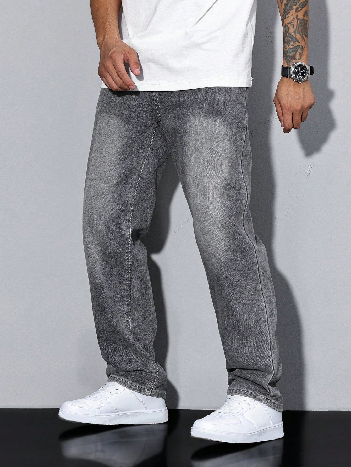 Pantaloni Uomo Vestibilità Dritta Stile Casual