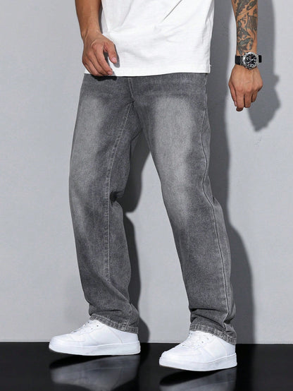 Pantaloni Uomo Vestibilità Dritta Stile Casual