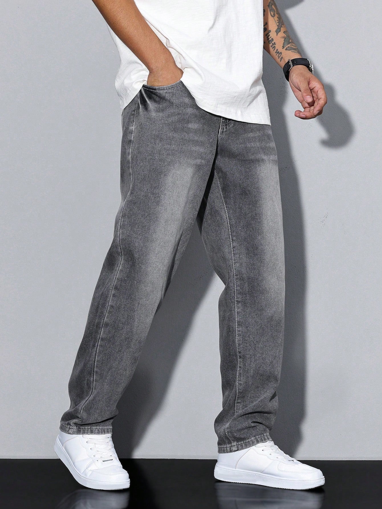Pantaloni Uomo Vestibilità Dritta Stile Casual