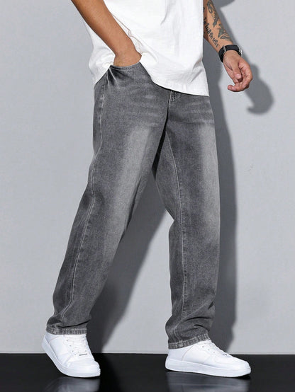 Pantaloni Uomo Vestibilità Dritta Stile Casual