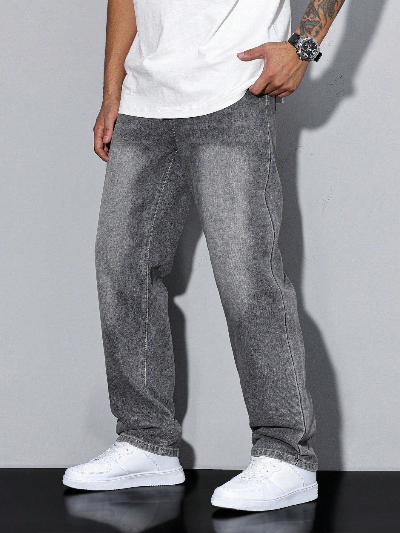 Pantaloni Uomo Vestibilità Dritta Stile Casual