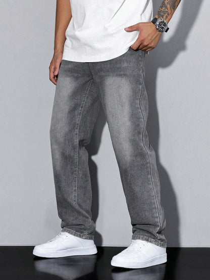 Pantaloni Uomo Vestibilità Dritta Stile Casual