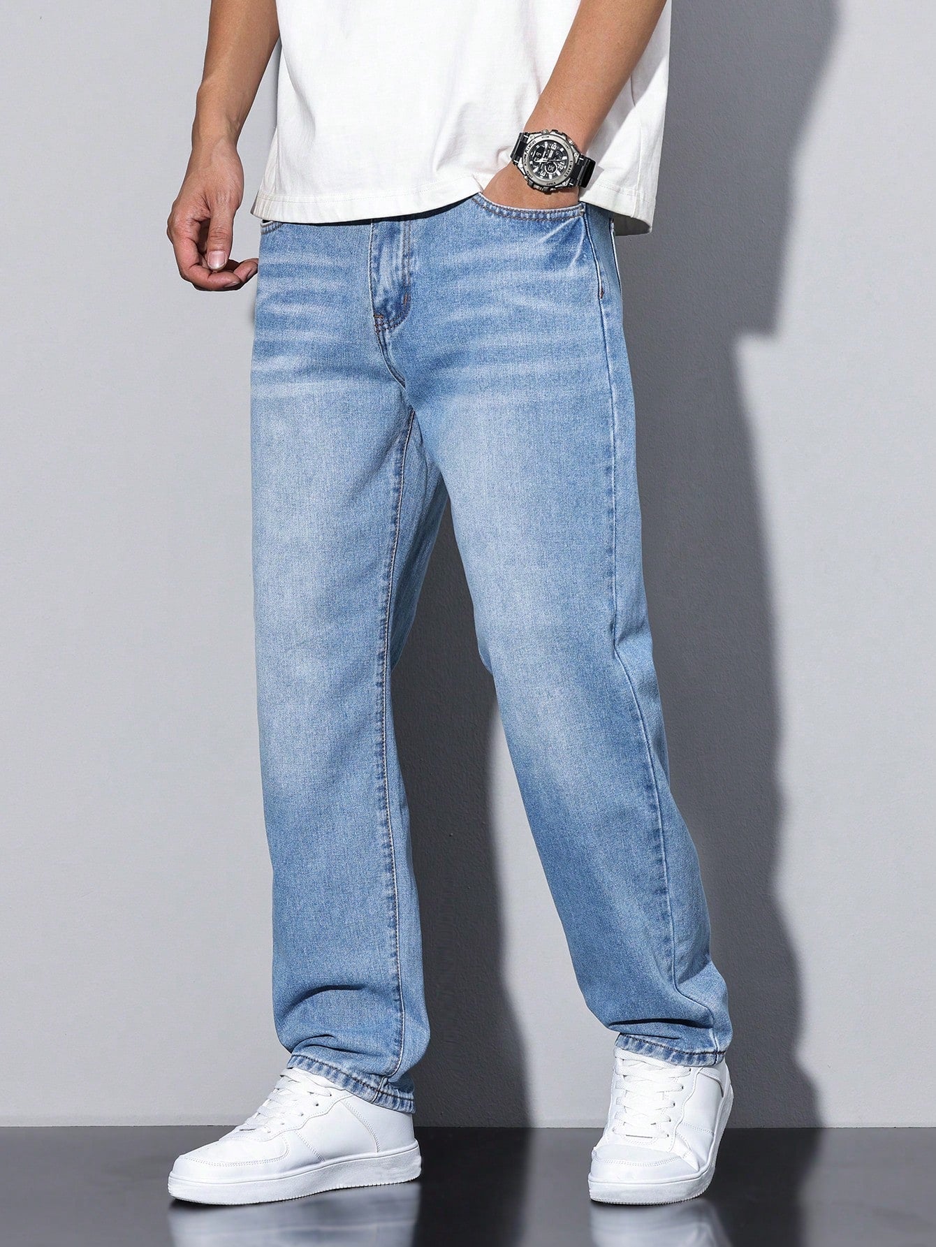 Pantaloni Uomo Vestibilità Dritta Stile Casual