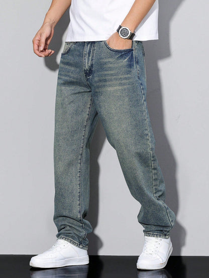 Pantaloni Uomo Vestibilità Dritta Stile Casual