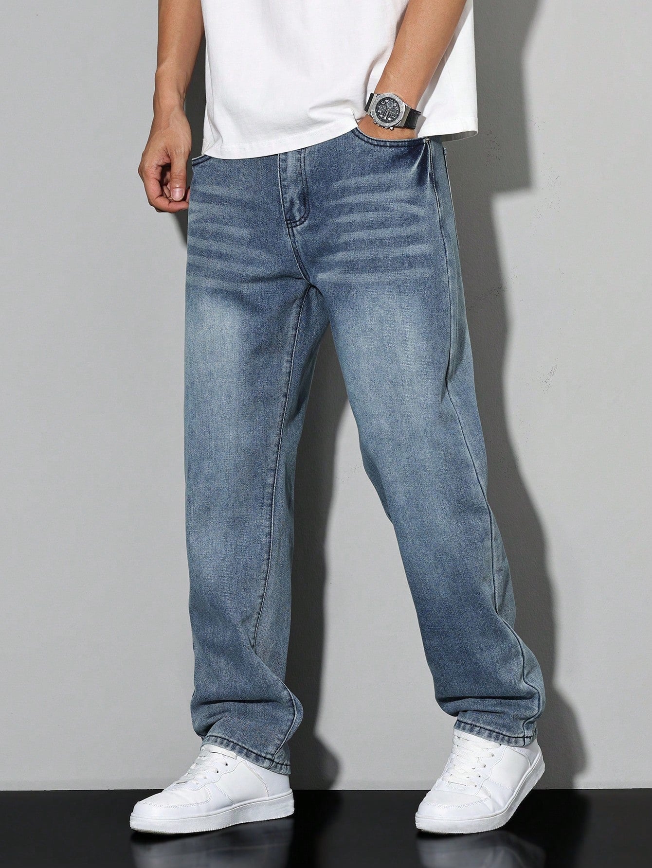 Pantaloni Uomo Vestibilità Dritta Stile Casual