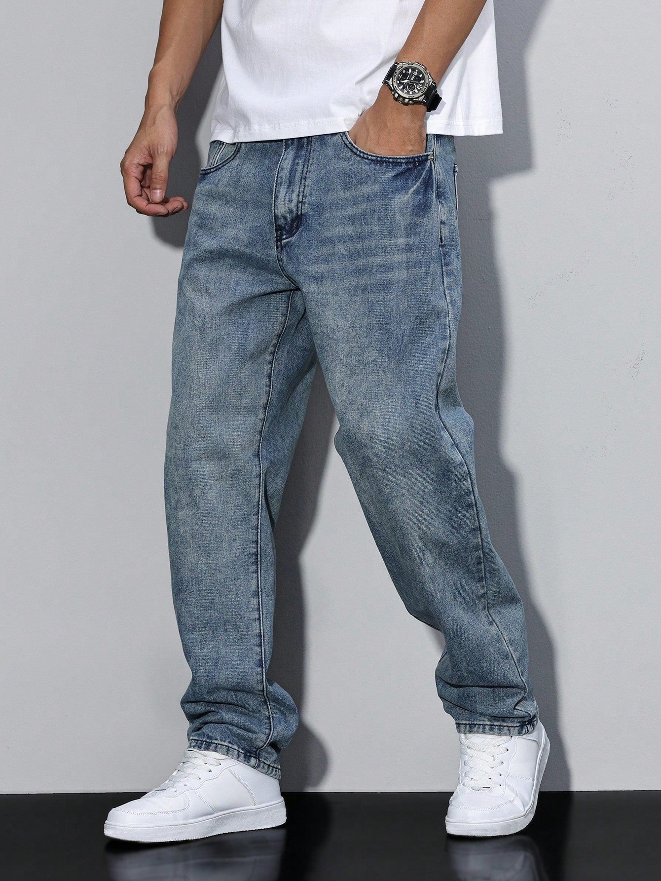 Pantaloni Uomo Vestibilità Dritta Stile Casual