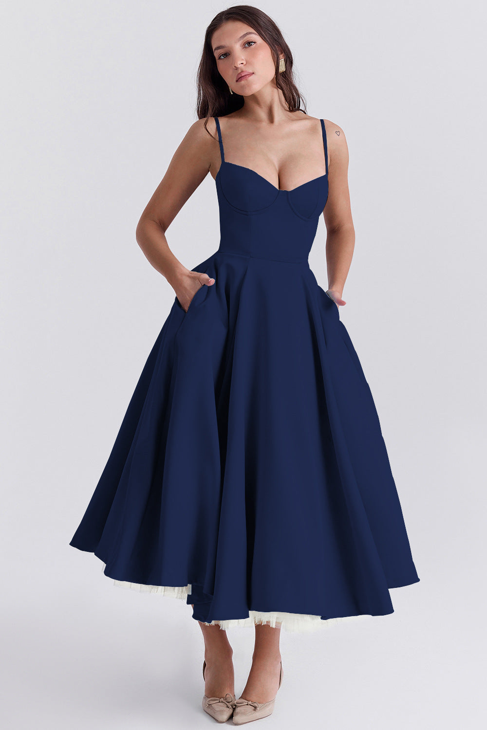 Abito Midi Donna Bustier Senza Maniche