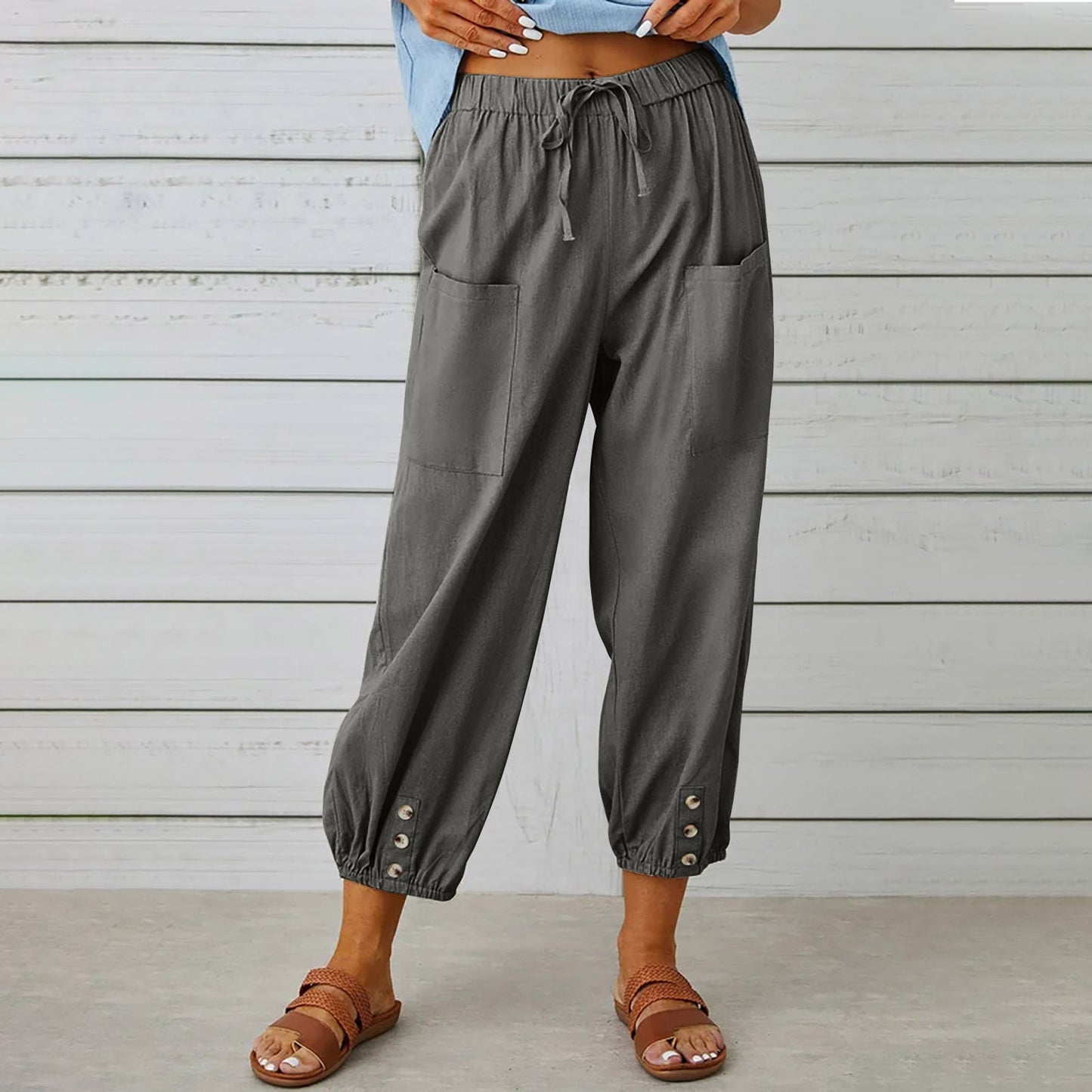 Pantaloni Cargo Donna con Coulisse Vita Elastico