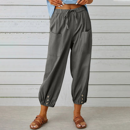 Pantaloni Cargo Donna con Coulisse Vita Elastico
