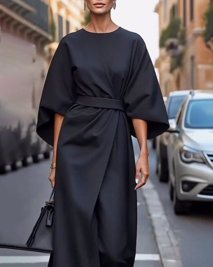 Abito Midi Donna con Cintura a Fiocco