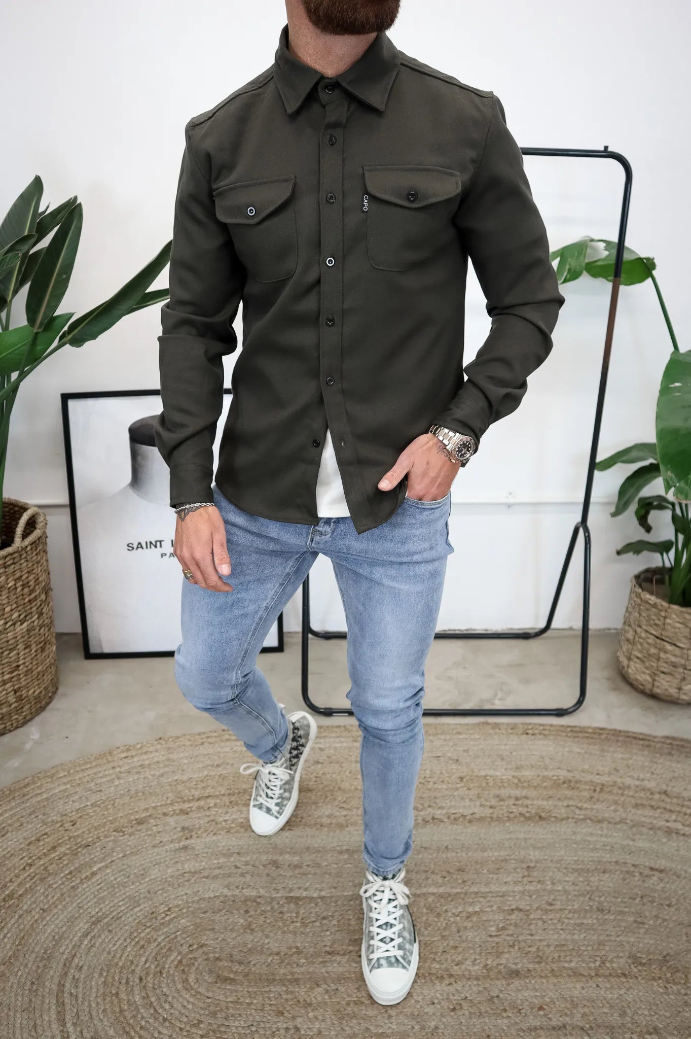 Camicia Uomo Overshirt Cotone Casual Bottoni