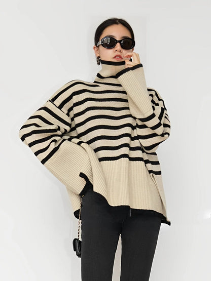 Maglione Donna Cotone Oversize Collo Alto Morbido
