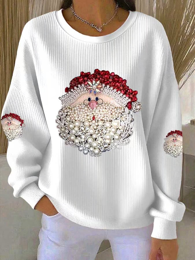 Maglione Donna con Motivo Babbo Natale Vestibilità Classica