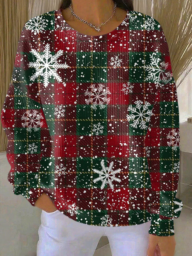 Maglione Unisex Natalizio Motivo Quadri e Fiocchi di Neve - Brentozzi
