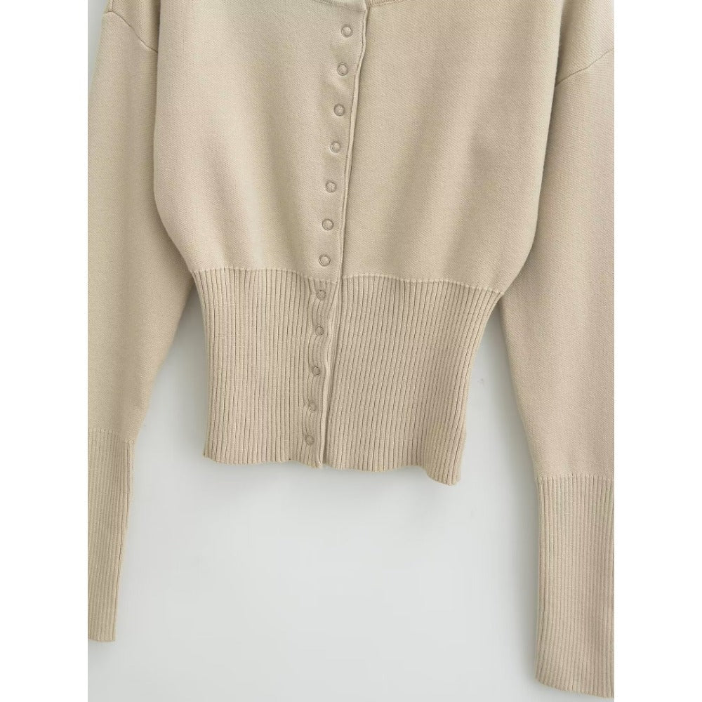 Cardigan Donna con Bottoni e Maniche Lunghe in Maglia