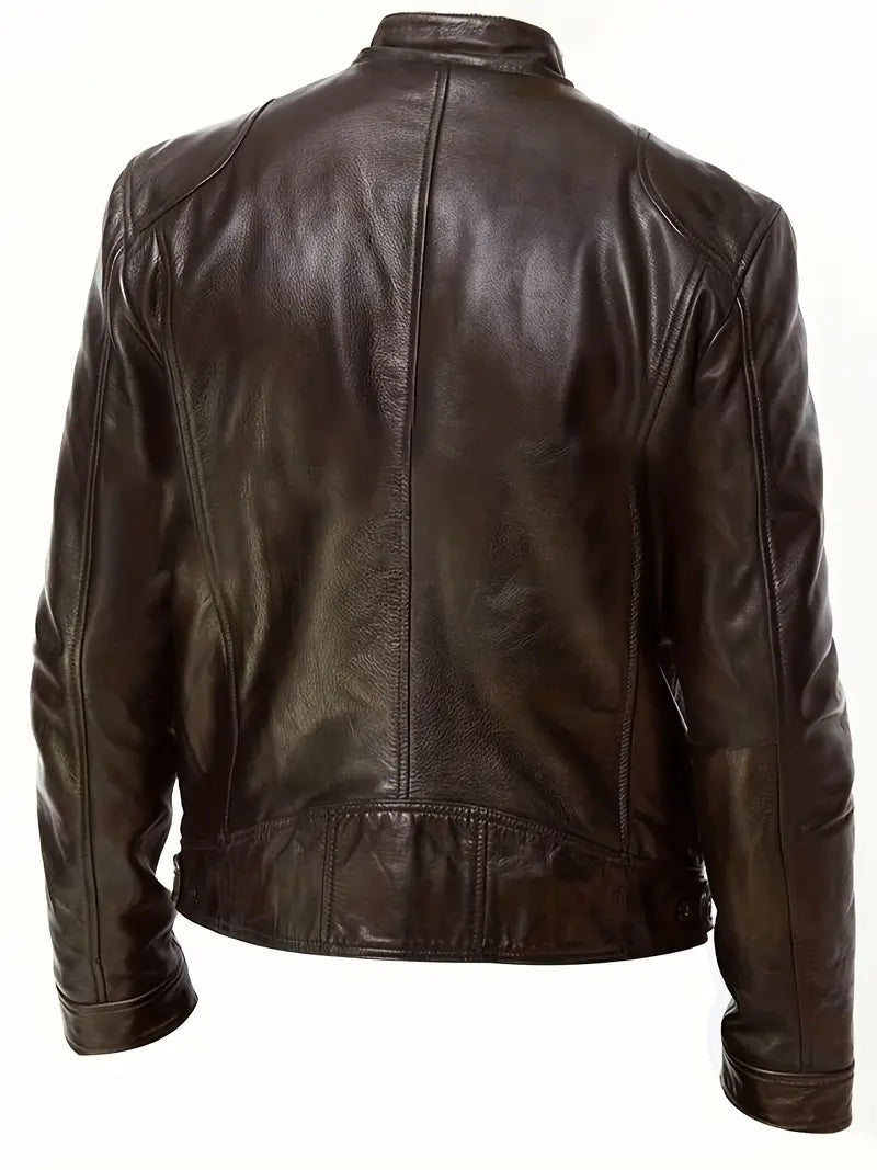 Giacca Uomo in Pelle Stile Classico Vestibilità Moderna