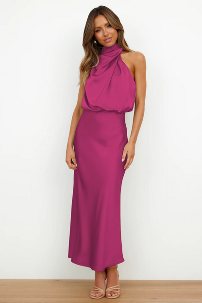 Abito Midi Donna con Scollo Asimmetrico