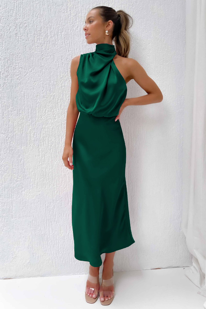 Abito Midi Donna con Scollo Asimmetrico - Brentozzi